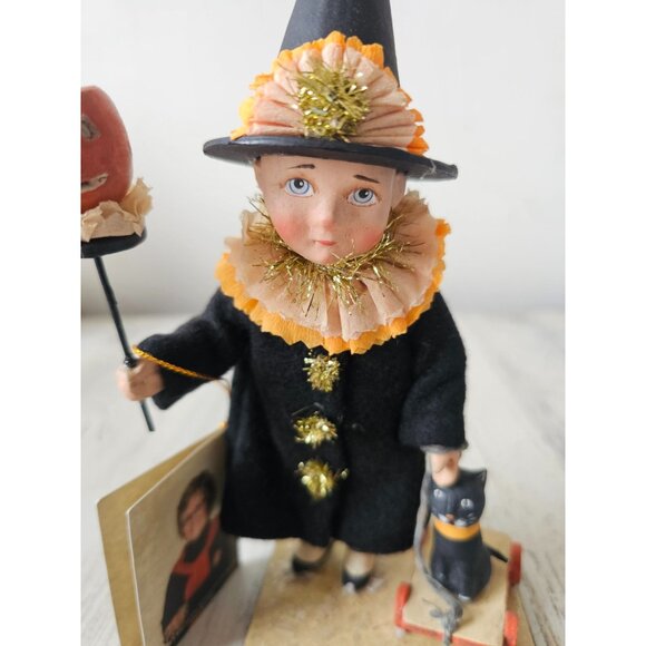 Bethany lowe Vicki smyers boy witch RARE pumpkin cat statue figurine - Picture 3 of 9